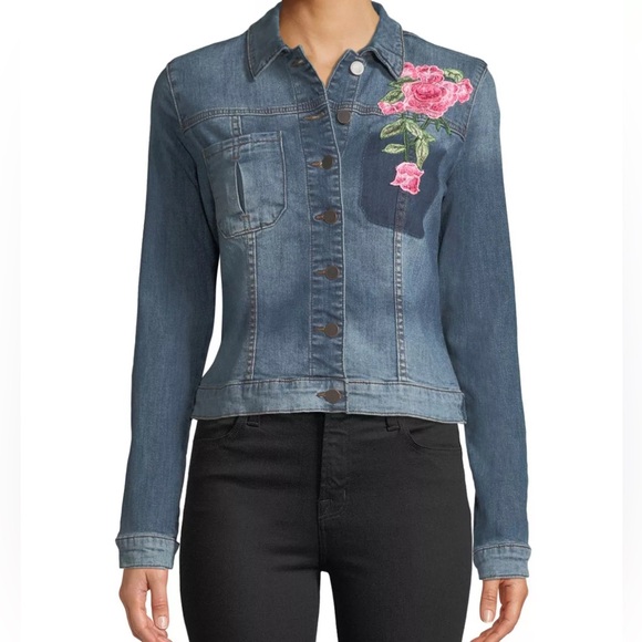 Kut from the Kloth Jackets & Blazers - Kut from the Kloth Juko Denim Jacket Flower Embroidery sz L